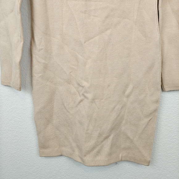 Monrow Nwot Long Sleeves Knit Bodycon Mini Dress Size Small Women's Tan - Picture 9 of 9